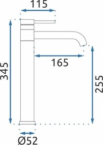 Baterie inalta de lavoar Rea LUNGIS auriu periat