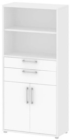 Dulap Modulo 89 x 40 x 186 cm, uși + sertare, alb