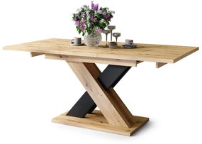 Mazzoni KARO Stejar Artisan/Negru Mat – MASĂ/MĂSUȚĂ DE CAFEA MODERNĂ CU BLAT EXTENSIBIL până la 180 cm