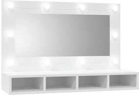 vidaXL Dulap cu oglindă și LED, alb, 90x31,5x62 cm
