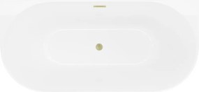 Mexen Oval Slim cadă de baie independentă montată pe perete 170 x 80 cm, albă, preaplin auriu periat - 52661708000-55