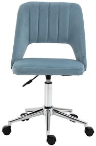 Vinsetto Scaun de birou, Înălțime ajustabilă Scaun de birou fără brațe, Drehbar Bürostuhl cu aspect de catifea, Scaun de schmink ergonomic pentru dormitor, birou acasă, Albastru | Aosom Romania