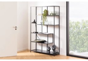 Bibliotecă neagră cu aspect de lemn de frasin 114x185 cm Seaford – Actona