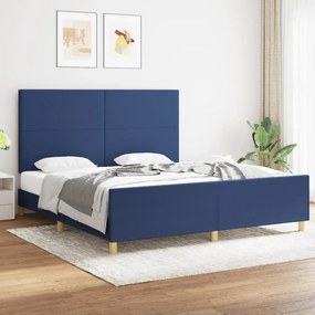 3124917 vidaXL Cadru de pat cu tăblie, albastru, 180x200 cm, textil