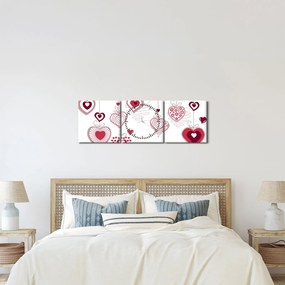 Tablou cu inimiore pictate (cu ceas) (90x30 cm)