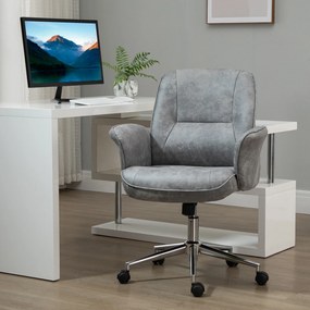 Vinsetto Scaun de Birou Ergonomic cu Înaltime Ajustabilă și Funcție de Balansoar cu Tapițerie din Microfibră, 67x69x92-102 cm, Gri  | Aosom Romania
