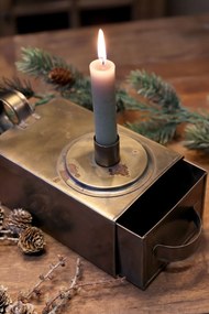 Cutie decorativa, din metal, cu suport pentru lumanare, 22x10x11cm