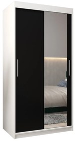 Dulap de haine 100 cm Toki 2 (alb mat + negru mat). 1064958
