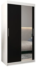 Dulap de haine 100 cm Toki 2 (alb mat + negru mat). 1064958