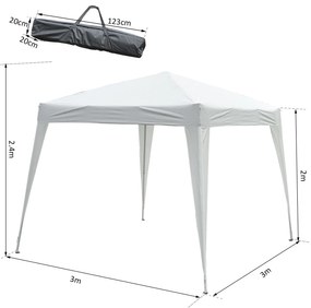 Outsunny Gazebo Pop-Up Impermeabil, Alb, 3x3m, Ușor de Montat, Ideal pentru Petreceri și Evenimente în Aer Liber | Aosom Romania