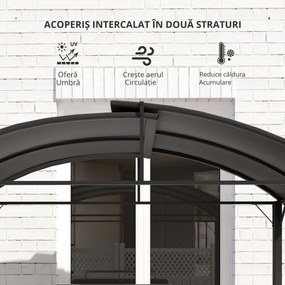 Outsunny Pavilion de grătar, 2 tavane laterale, cârlige, cadru din oțel, 1,1 x 2,3m, Gri închis | Aosom Romania