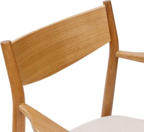 MAZZONI EXPORT LOUIS Bej Deschis/cadru Stejar Natural - SCAUN DIN LEMN TAPIȚAT PENTRU LIVING SUFRAGERIE BUCĂTĂRIE MODERN CLASSIC
