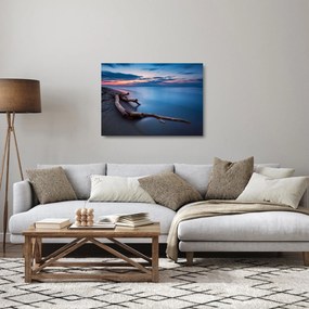 Tablou pe sticlă cu plaja în apus de soare (70x50 cm)