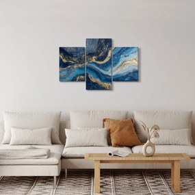 Tablou - Marmură abstractă albastru-aurie (90x60 cm)