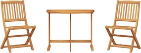 vidaXL Set mobilier grădină pliabil, 3 piese, lemn masiv acacia
