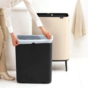 Cos de gunoi Brabantia Bo Touch Hi 1010457, 60 l, Manere laterale, Picioare reglabile, Bej
