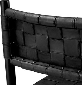Scaun design LUX, Piele clasica neagra, Lemn, Tiberio