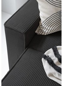 Colțar gri antracit extensibil cu tapițerie din catifea reiată (cu colț pe partea dreaptă/în formă de "U") Brave Dave – Miuform