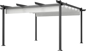 Outsunny Pergolă Retractabilă cu Structură din Aluminiu, Copertină de Soare pentru Grădină sau Terasă, 390x390x223 cm, Alb | Aosom Romania