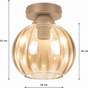 BRILAGI -LED Plafonieră R GLASS 1xE27/60W/230V Ø 18 cm bej/bej fumuriu