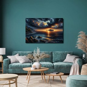 Tablou apus dramatic de soare la mare