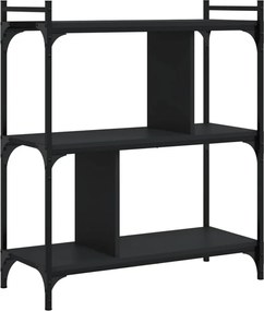 vidaXL Bibliotecă cu 3 niveluri, negru, 76x32x88 cm, lemn prelucrat