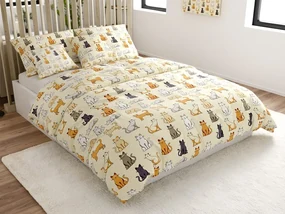 Lenjerie de pat microplus COLORED CATS crem Dimensiunile lenjeriei: 70 x 90 cm | 140 x 220 cm