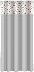 Draperie decorativă gri deschis imprimată cu trandafiri roz și roșii Lățime: 160 cm | Lungime: 250 cm