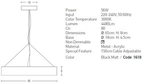 Lustra LED suspendata design modern Cora 65cm
