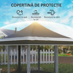 Outsunny Cort Pliabil cu Înălțime Reglabil, Plasă de Țânțari și Geantă de Transport, 357x357x310 cm, Gri Închis | Aosom Romania