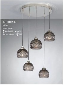 Lustra moderna cu 5 pendule design italian 10003 fumuriu