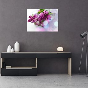 Tablou pe sticlă - buchet de lalele (70x50 cm)