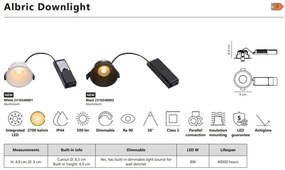 Spot LED dimabil incastrabil pentru baie IP44 Albric White
