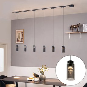 Sistem modern de iluminat pe șine cu 6 pendule negre monofazat - Magnetic Vance