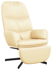 3097416 vidaXL Scaun de relaxare cu taburet, crem, piele ecologică