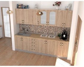 Bucatarie Zebra 2.6m MDF Sonoma - frezare mustata