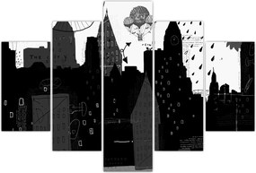 Tablou - Oraș cu inscripții și modele (150x105 cm)