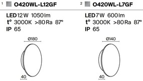 Aplica de perete exterior cu iluminat arhitectural IP65 LED Wald 18cm