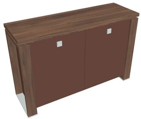 Dulap mic Verno+ S 140 x 46 x 90 cm, uși de sticlă, nuc / maro