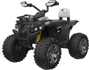 ATV Electric cu acumulator pentru copii NOVOKIDS™ Majestic Quad PRO, Cu melodii si lumini, Lungime 103 cm, Max 30 kg, 12V, 2 motoare, Negru cu Alb