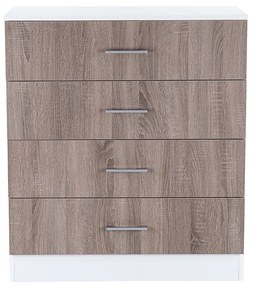 Comodă Miami cu 4 sertare 80x92 cm stejar York-alb