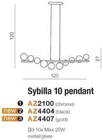 Lustra suspendata design modern SYBILLA 10 gold