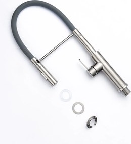 Baterie bucătărie cu duș extractabil - 286 oțel inoxidabil Satinat P14A