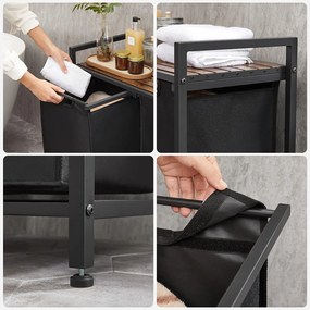 Coș de rufe cu poliță BERGEN, 2x46L, negru/maro Vasagle