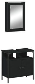 3214775 vidaXL Set mobilier de baie, 2 piese, negru, lemn compozit