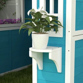 Outsunny Căsuță pentru copii exterioară casă de joacă exterioară pentru copii cu ușă ferestre și jardiniere 114 x 126,4 x 135 cm albastru | Aosom Romania