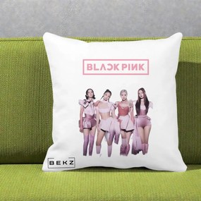 Perna Personalizata K-pop BLACKPINK Fotografie Grup Tinute Roz, 40x40 cm, Alba Mata, Husa Detasabila, Perna Inclusa, BEKZ®