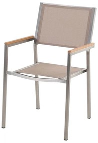 Set de masă pentru grădină Grosso (bej) (blat din sticlă 210x100 cm) (scaune bej). 1011754