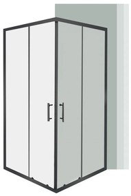 Cabină de duș pătrată Spirit Clear 90x90x180 cm, fără cădiță de duș, neagră