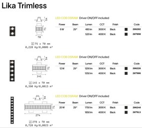 Corp incastrabil cu 2 spoturi LED Lika fi trimless 06w 4000k